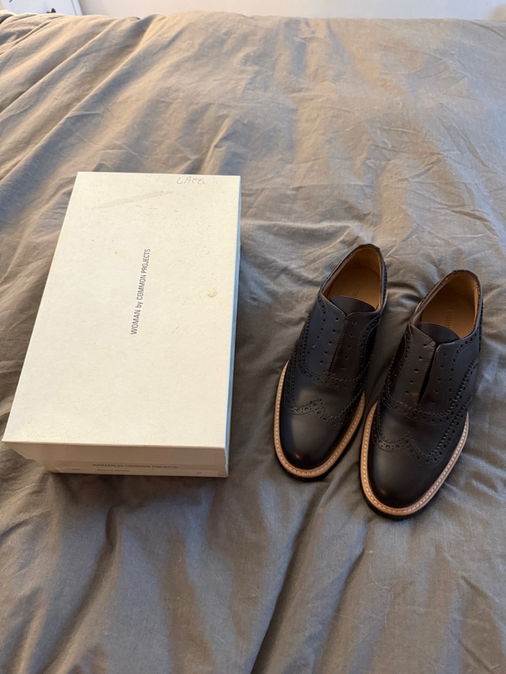 Nwb common projects brown leather wingtip Oxford brogue shoes size 37
